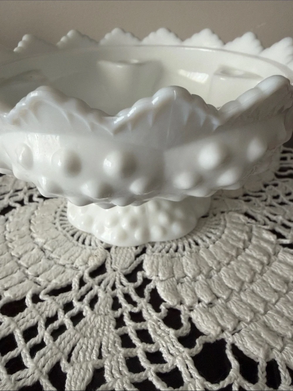 Vintage Fenton White Milk Glass Hobnail multi candle Advent Bowl